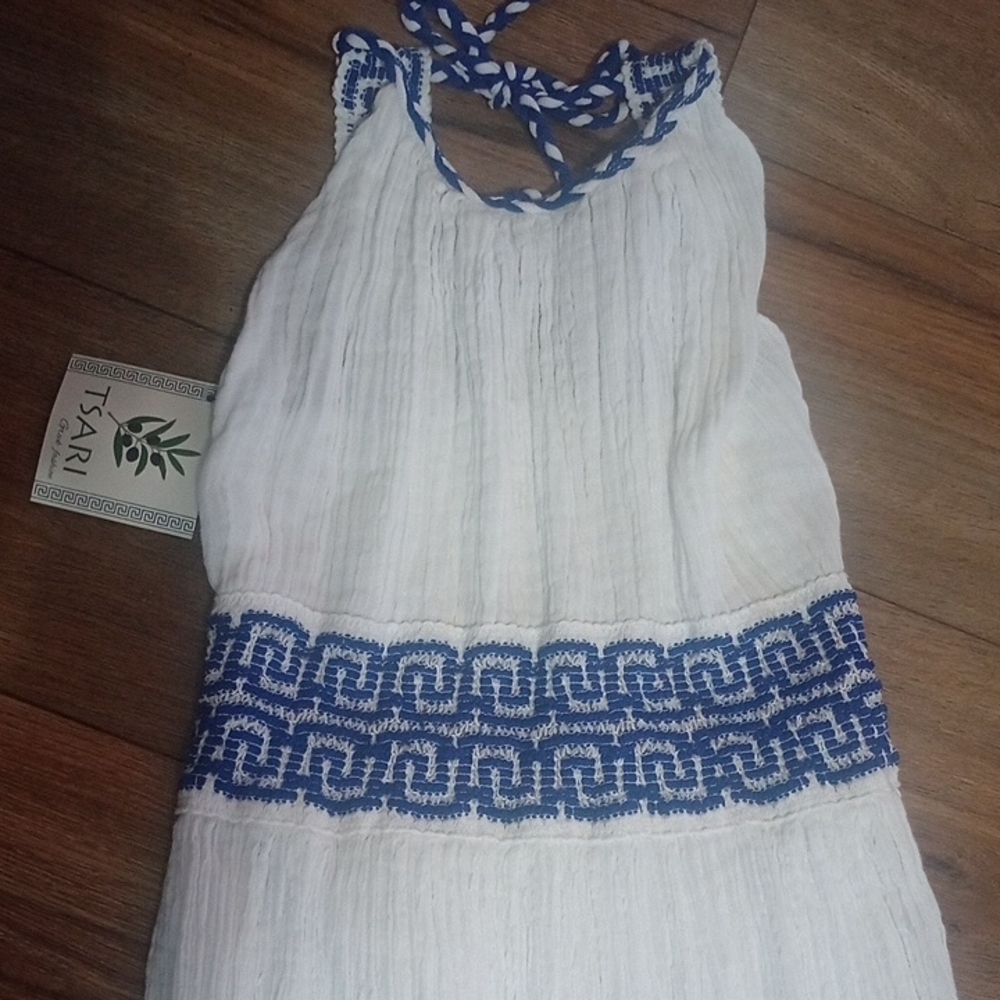 Summer Dress White and Blue Maxi Dress